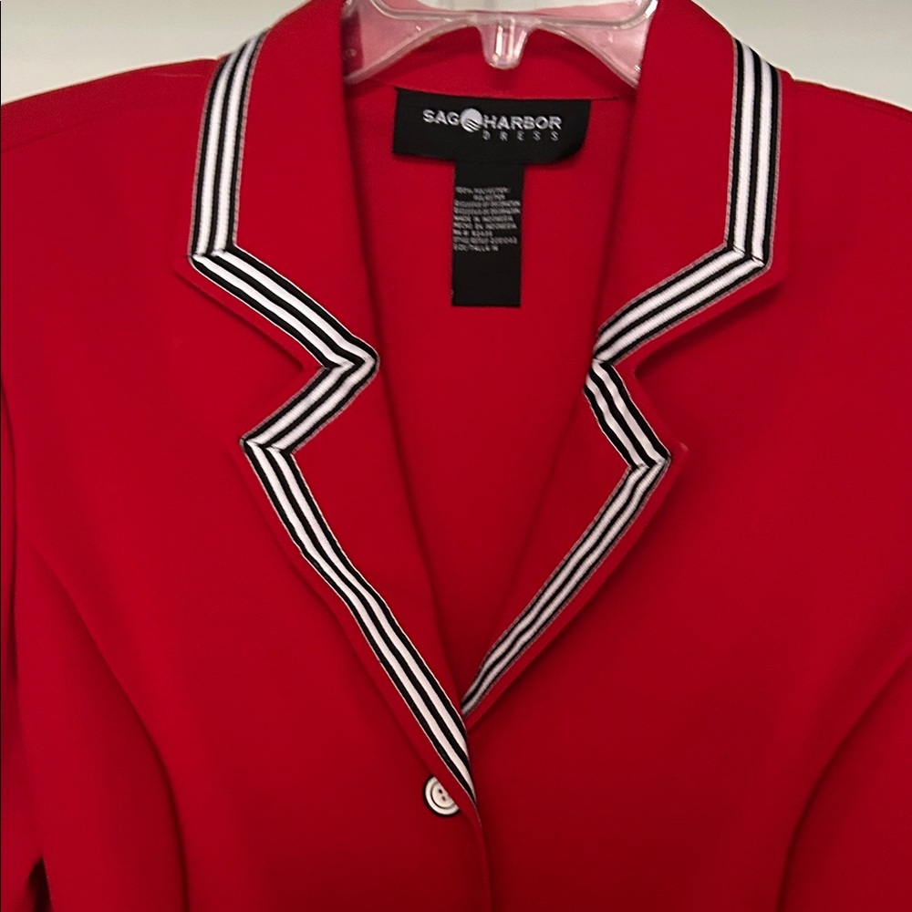 Sag Harbor Red Blazer with White Trim - Picture 5 of 6